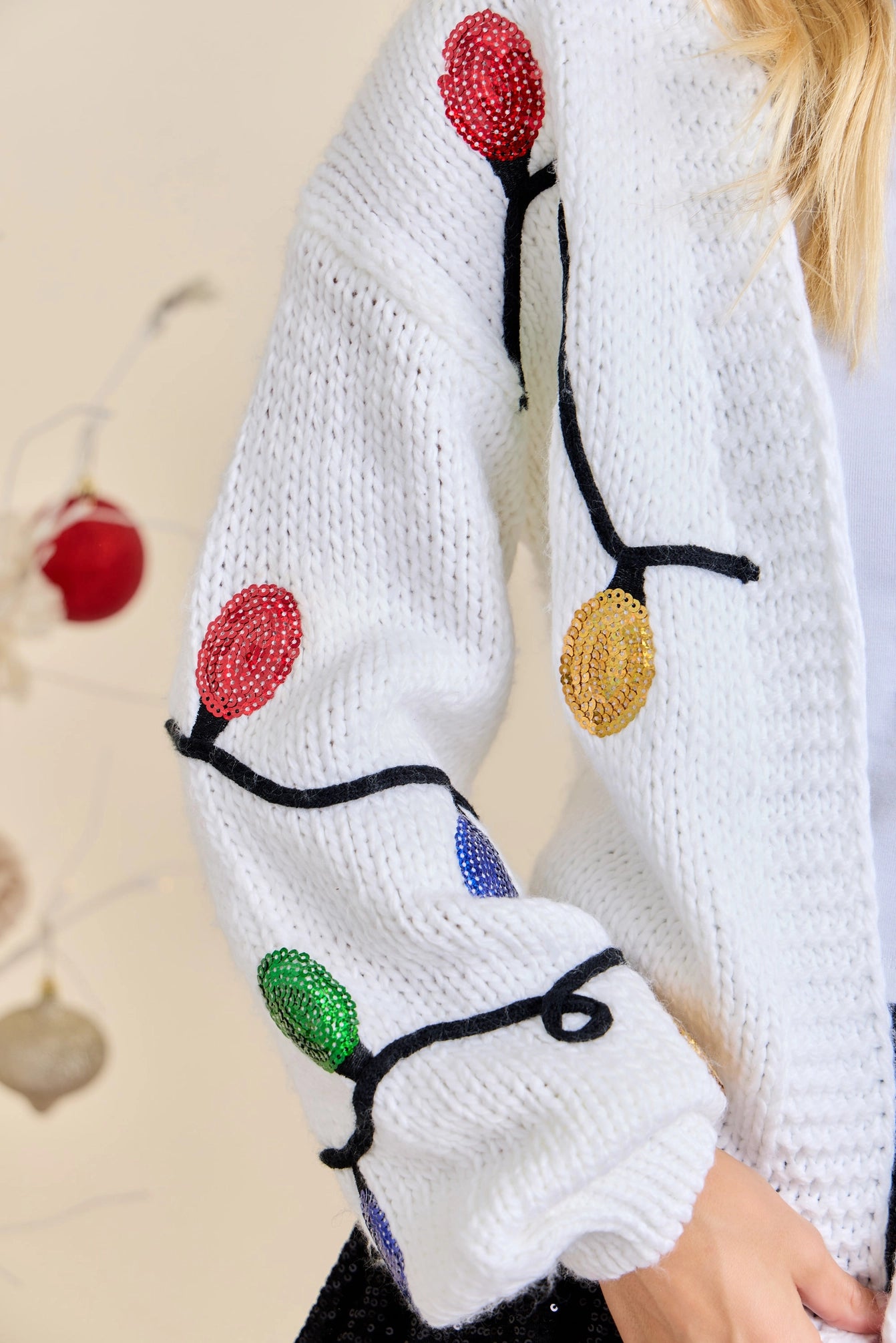 Christmas Sequin Lights Cardigan
