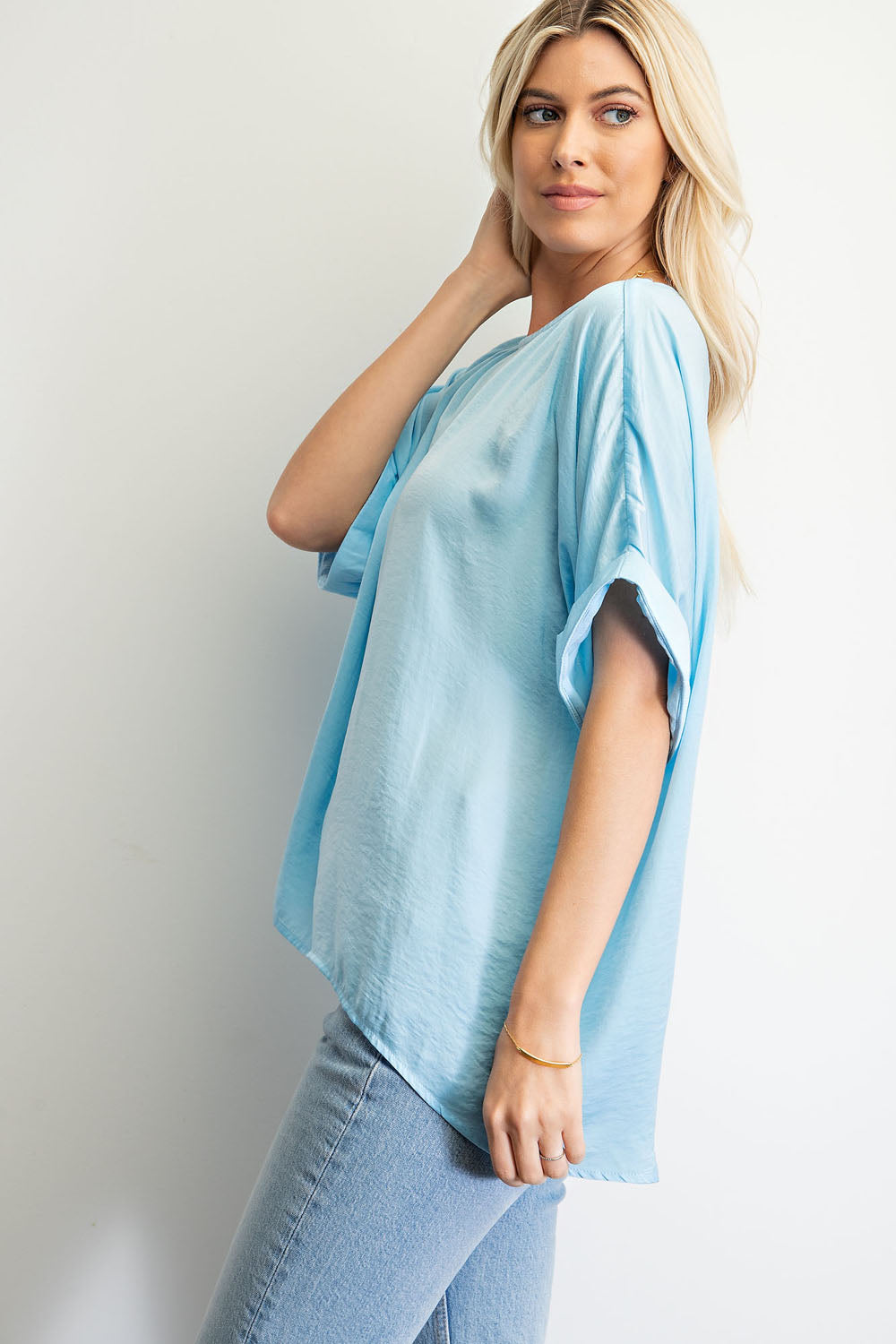 Hot Pink High Low Dolman Sleeve Top