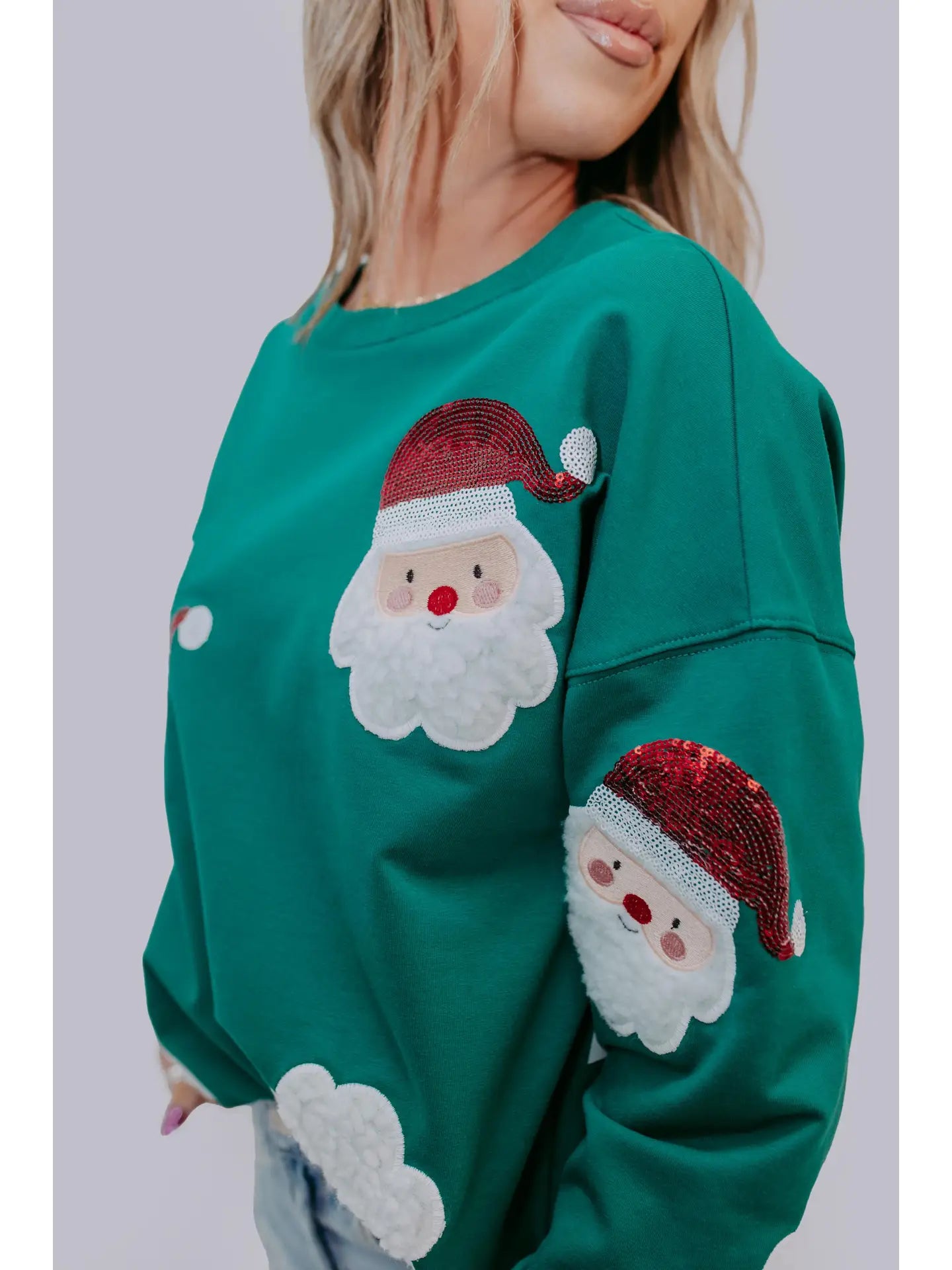 Santa Baby Sequin Embroidered Sweatshirt - Medium