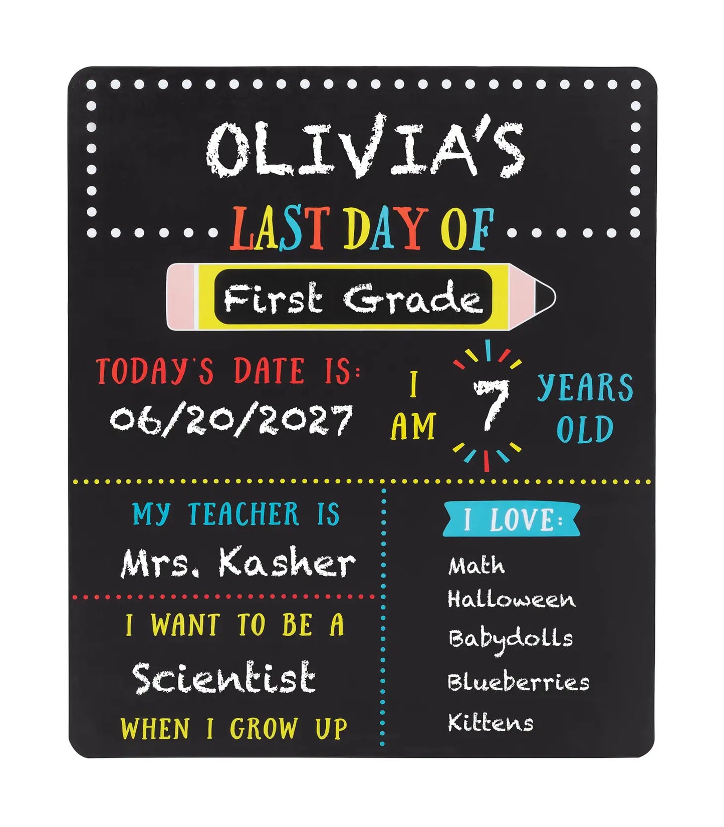 First and Last Day of School Reversible Chalkboard