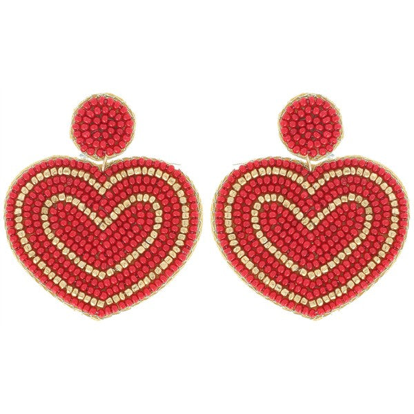 Heart Seed Beaded Earrings