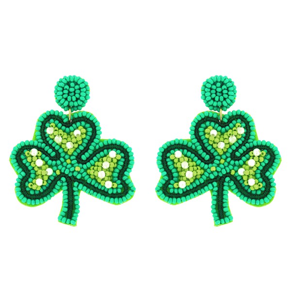 Seed Beaded Clover Earrings
