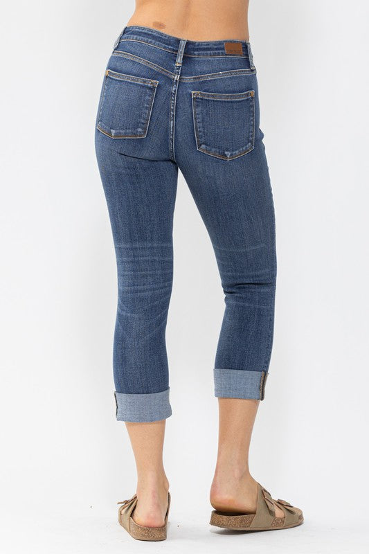 Judy Blue Mid Rise Cuffed Capris