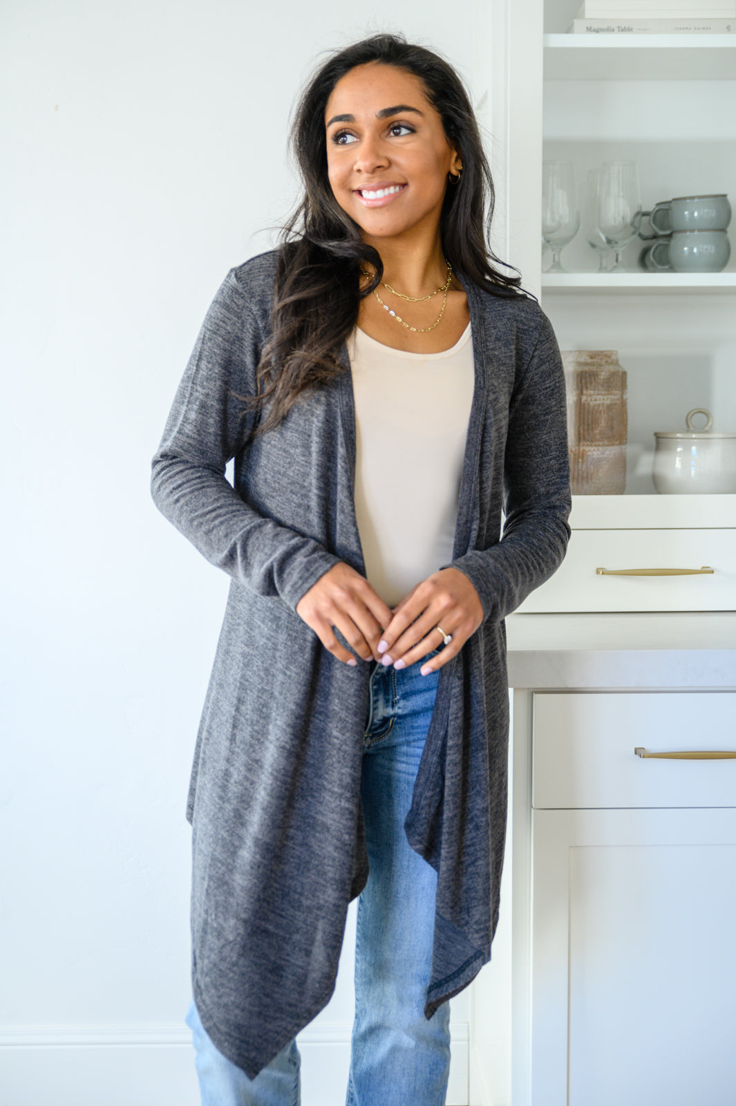 Mary Knitted Cardigan with Thumbhole - Charcoal, Coral, Blue, Purple