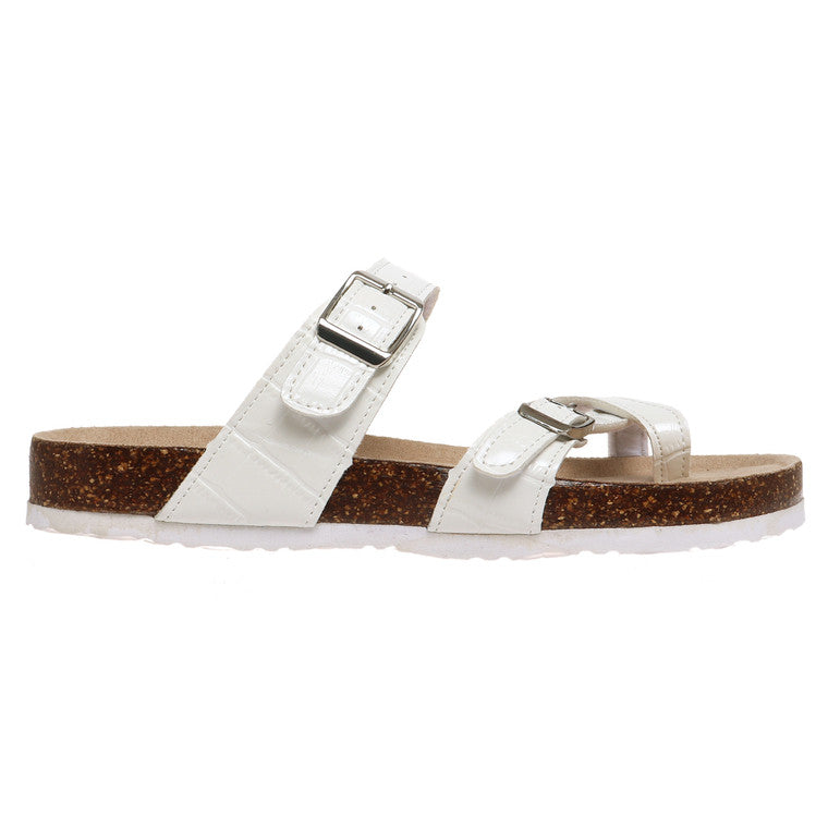 White Bork Faux Croc Sandals