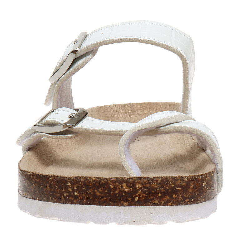 White Bork Faux Croc Sandals