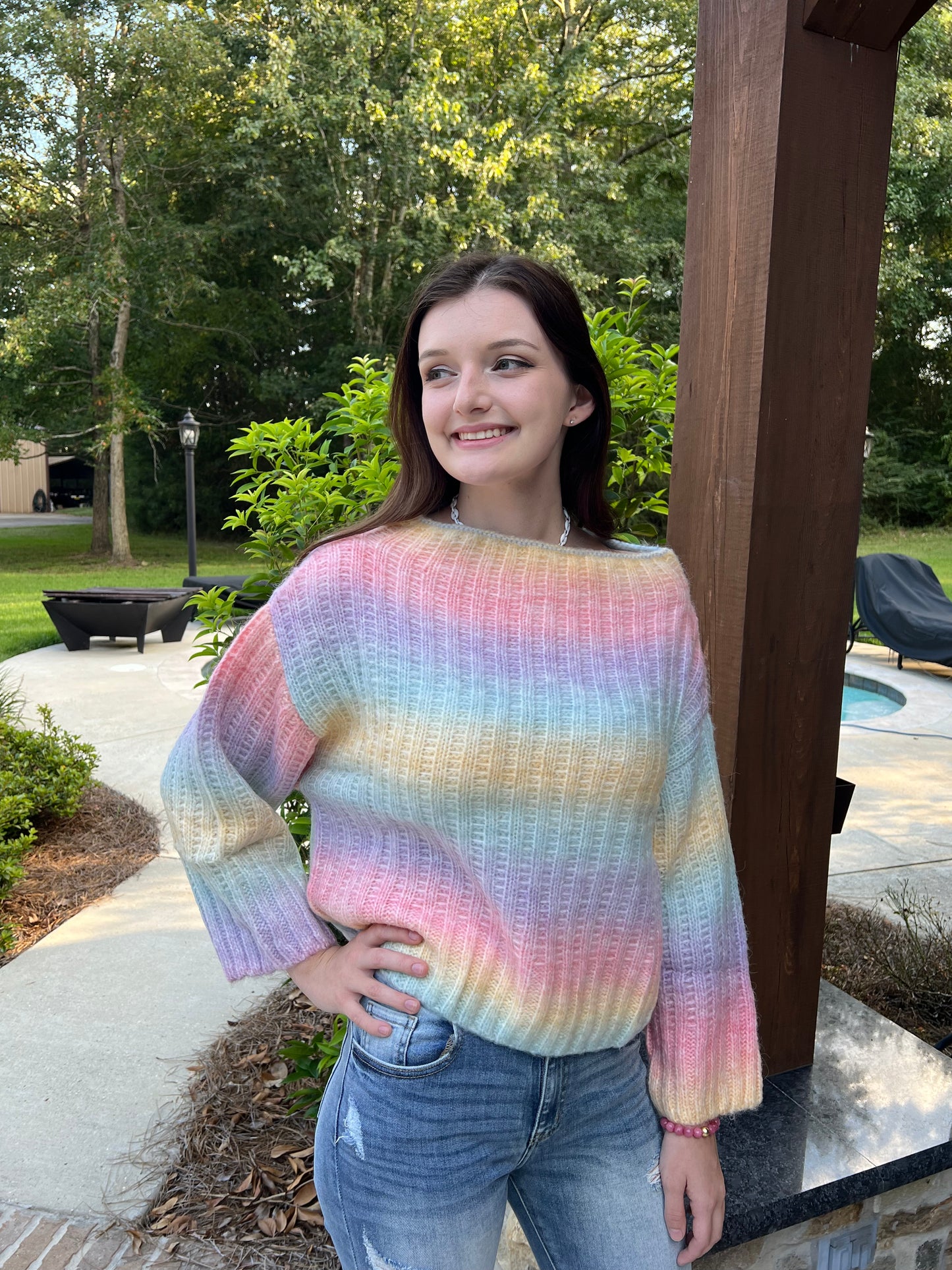 Rainbow Boatneck Sweater