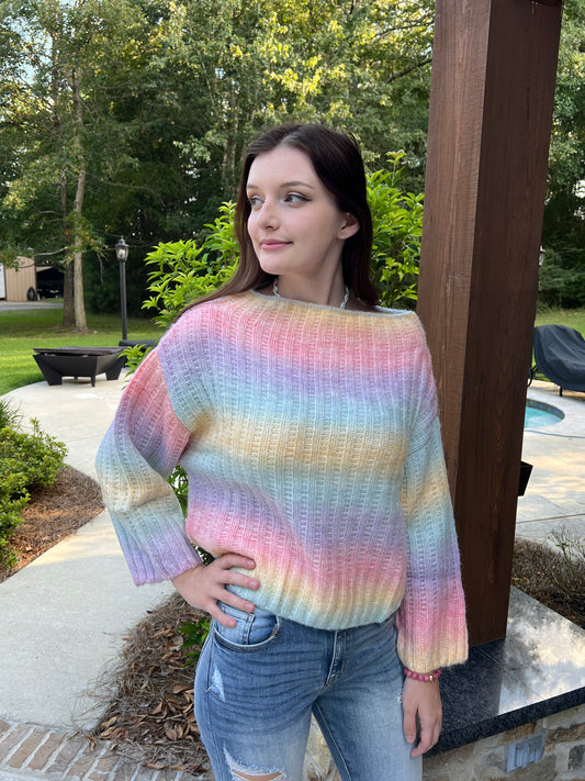 Rainbow Boatneck Sweater