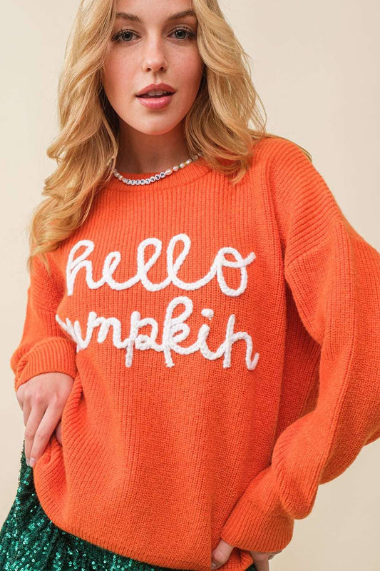 Hello Pumpkin Letter Sweater