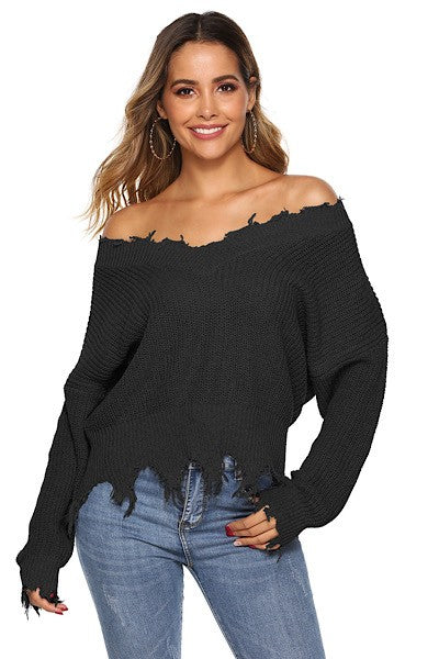 Black Distressed Sweater