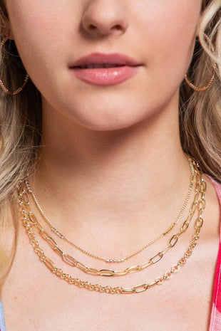 Layered Metal Chain Necklace