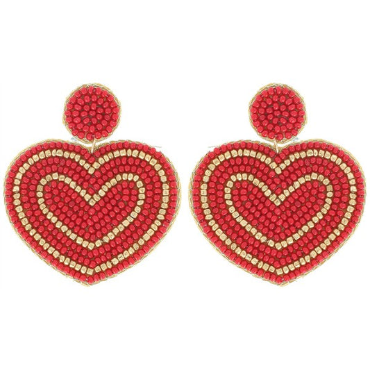 Heart Seed Beaded Earrings