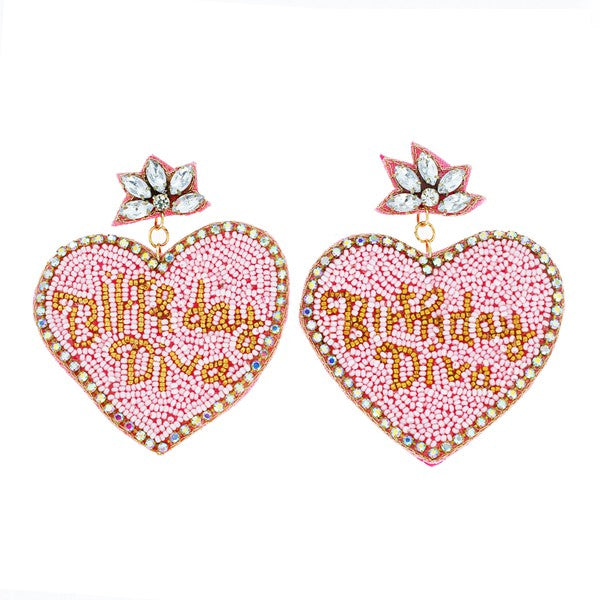 Seed Beaded Birthday Diva Earrings