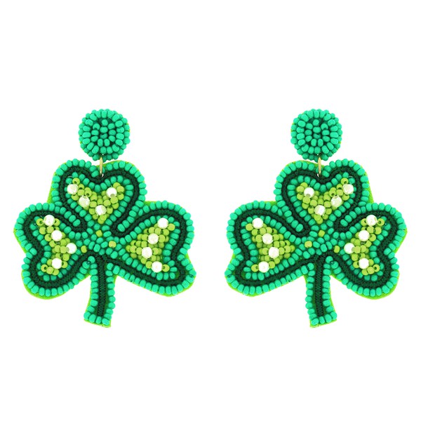 Seed Beaded Clover Earrings