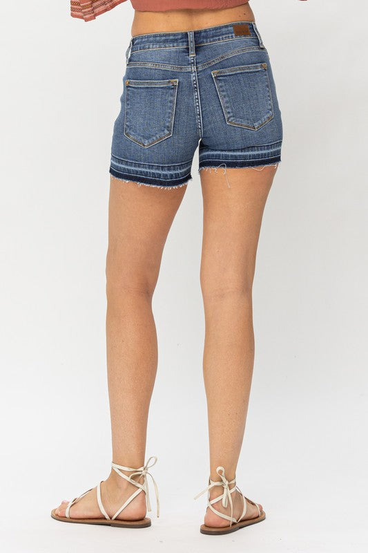 Judy Blue Mid-Rise Release Hem Shorts