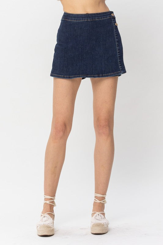 Judy Blue High Waist Clean Wash Denim Skort