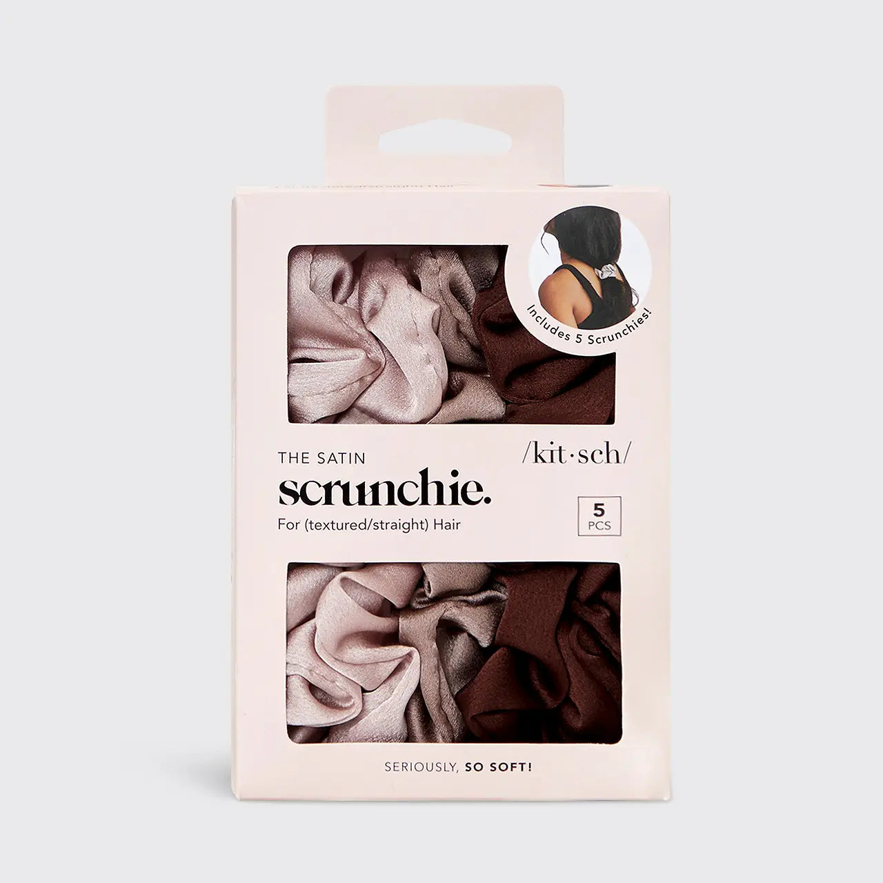 Kitsch Cameo Satin Scrunchies Set of 5