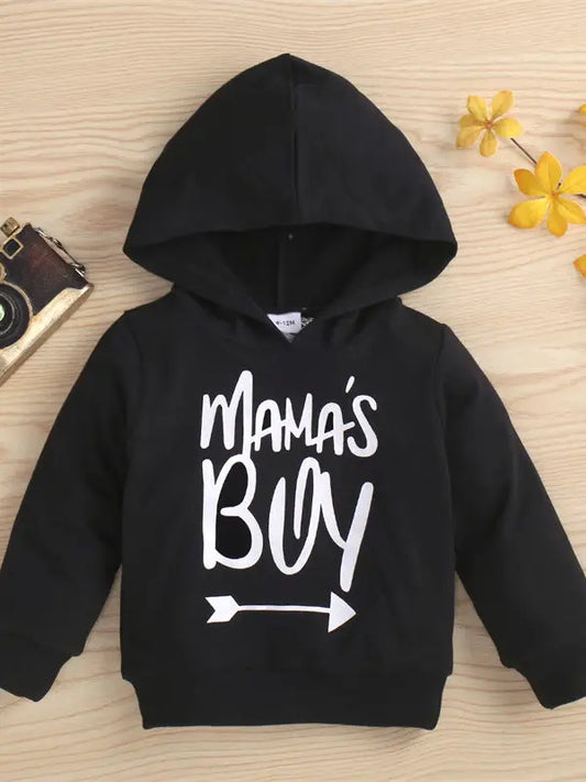 Mama's Boy Black Hooded Sweatshirt