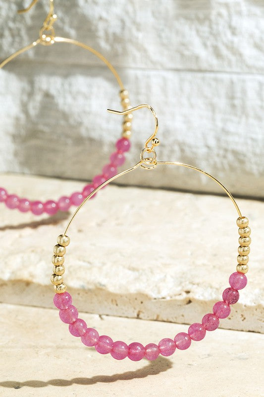 Pink Natural Stone Earrings