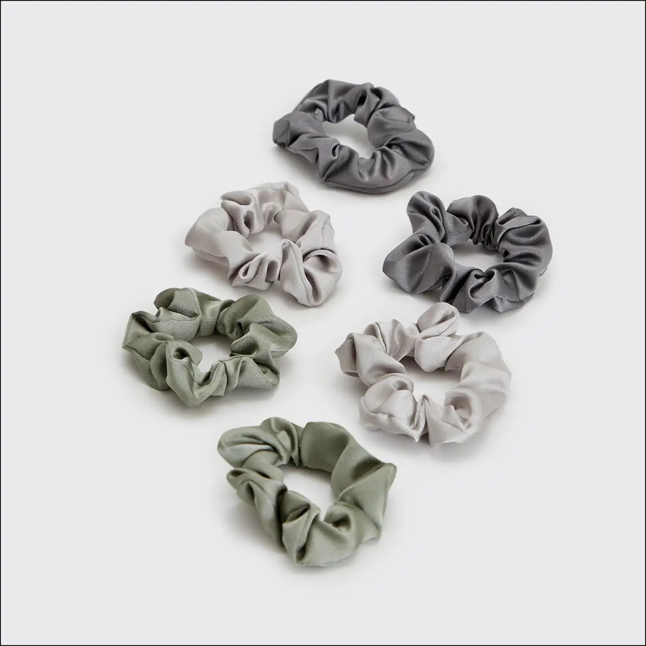 Kitsch Winter Sage Satin Scrunchies Set of 6