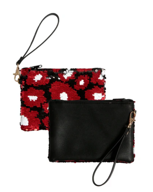 Sequined Wristlet - Black & Red