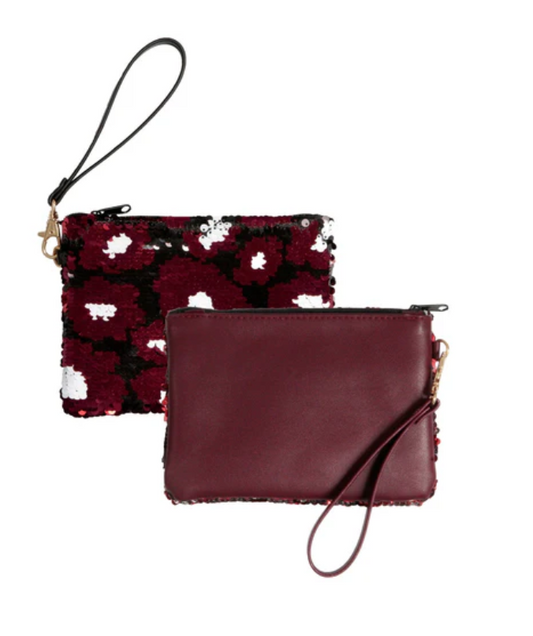 Sequined Wristlet - Maroon