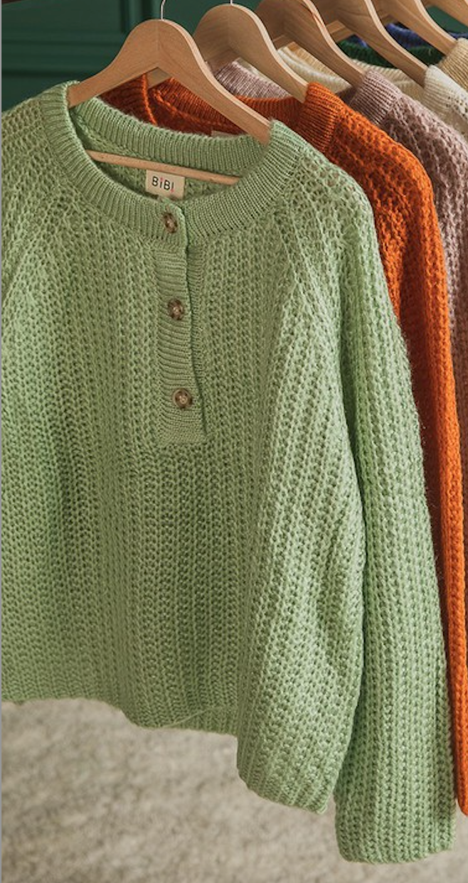 Sage Button Loose Fit Sweater