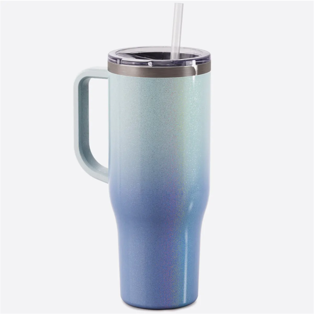 Seaside Glitter Ombre 40oz Charger Tumbler